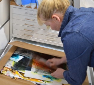 Winkler's extensive library of experiments are kept in flat files in her studio.